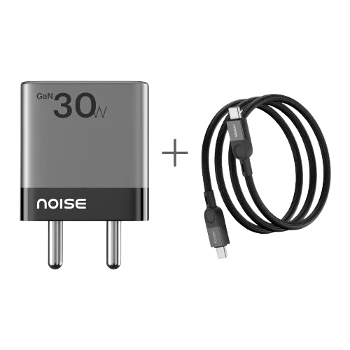 Combo - Noise Power Charger and 1 Meter Non Magnetic Charging Cable - Black