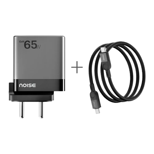 Combo - Noise Power Charger and 1 Meter Non Magnetic Charging Cable - Black - Image 4