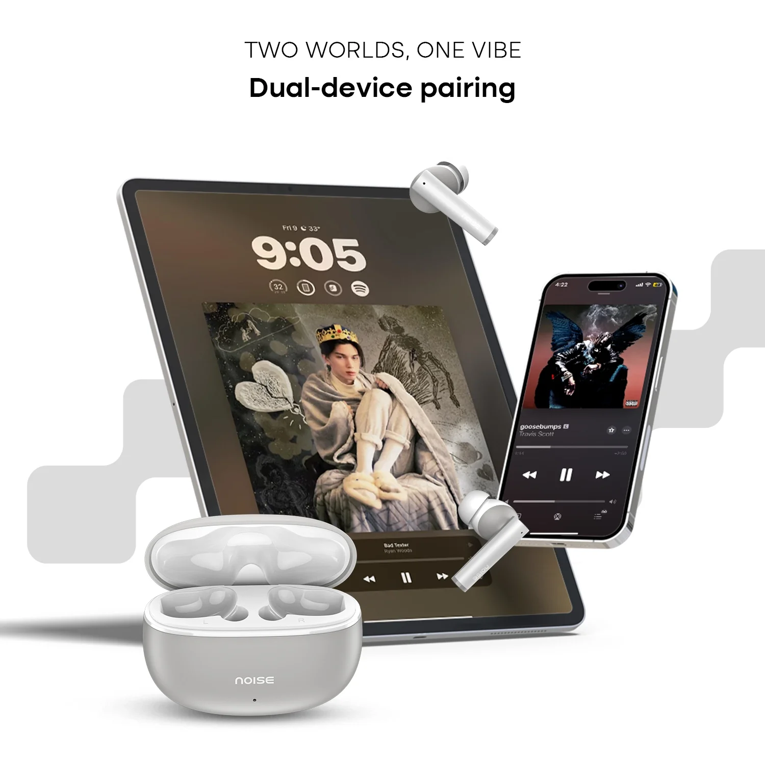 Noise Buds Apex Truly Wireless Bluetooth Earbuds - Cloud Grey - Image 4