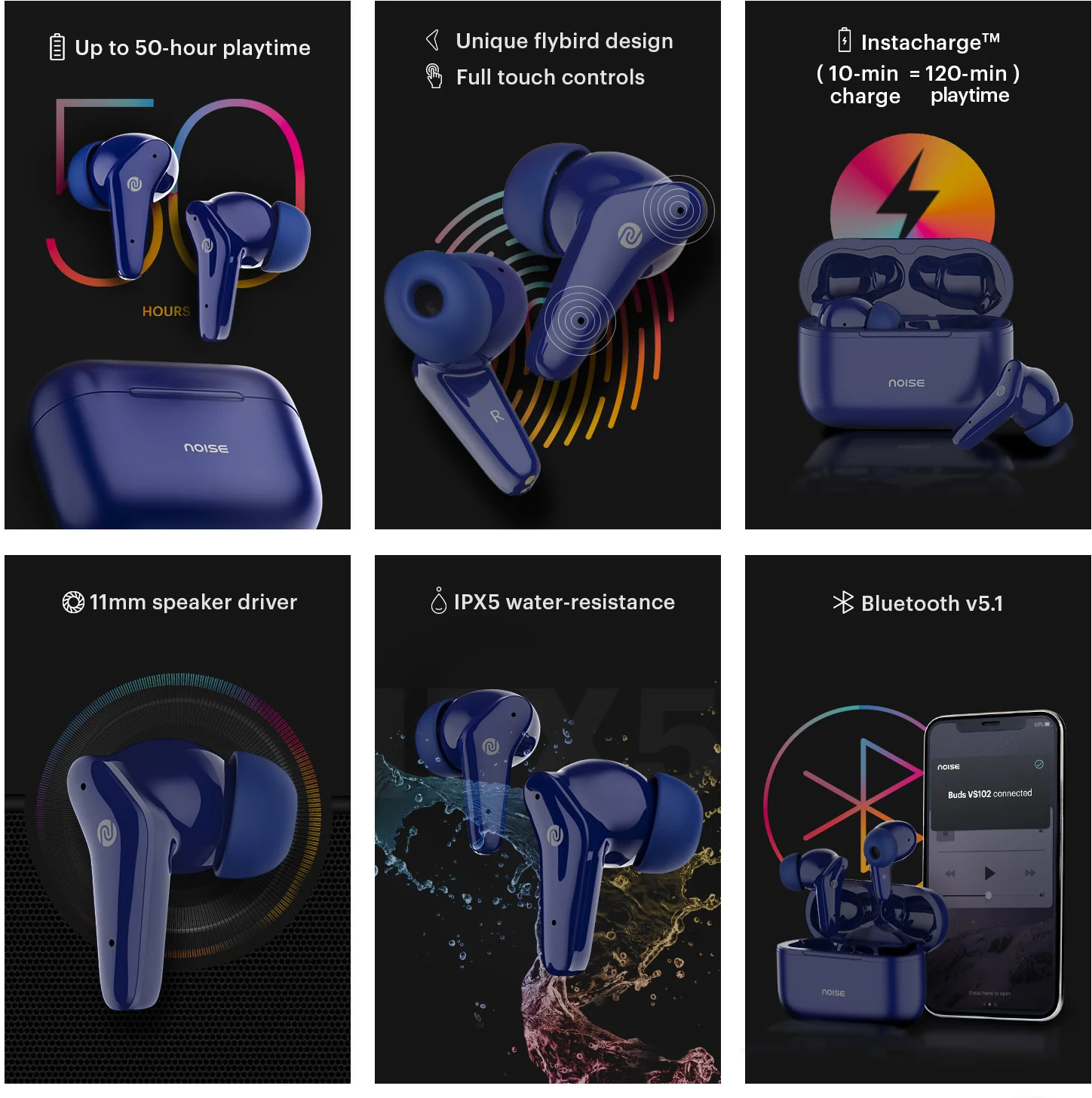 Noise Buds VS102 with 50 Hrs Playtime, 11mm Driver, IPX5 and Unique Flybird Design Bluetooth Headset - Image 13
