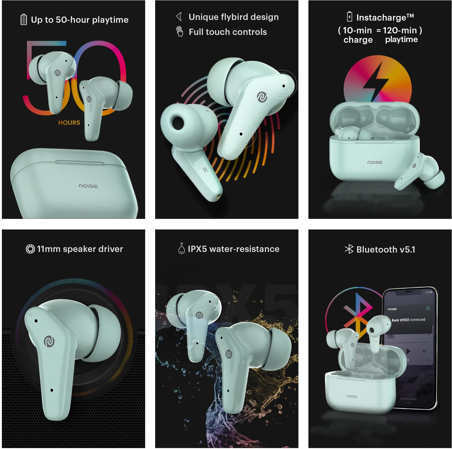 Noise Buds VS102 with 50 Hrs Playtime, 11mm Driver, IPX5 and Unique Flybird Design Bluetooth Headset - Image 5