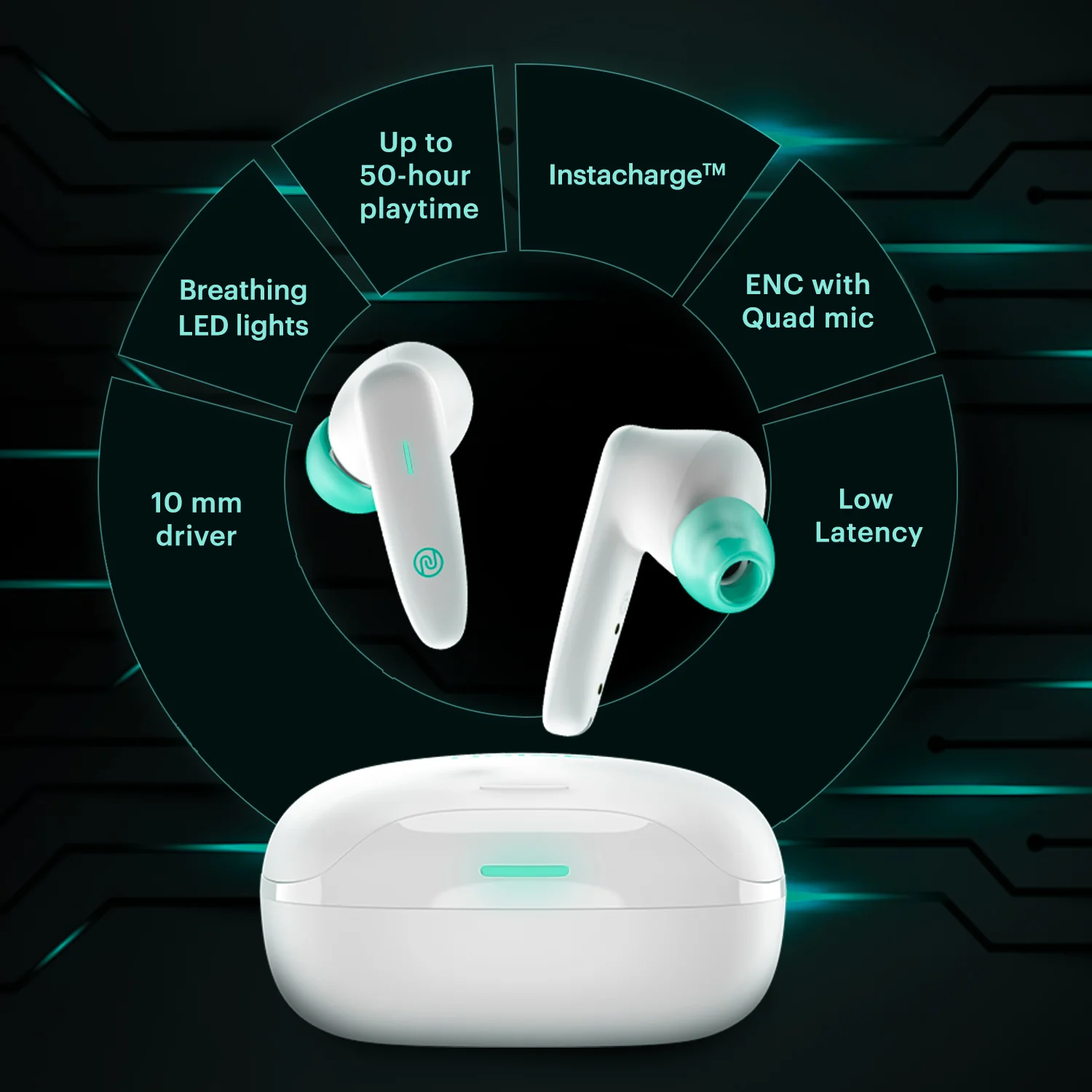 Noise Buds VS402 in-Ear Truly Wireless Earbuds with 50H of Playtime, Low Latency, Quad Mic with ENC, Instacharge (10 min = 120 min), 10mm Driver, BT v5.3, Breathing LED Lights - Image 11