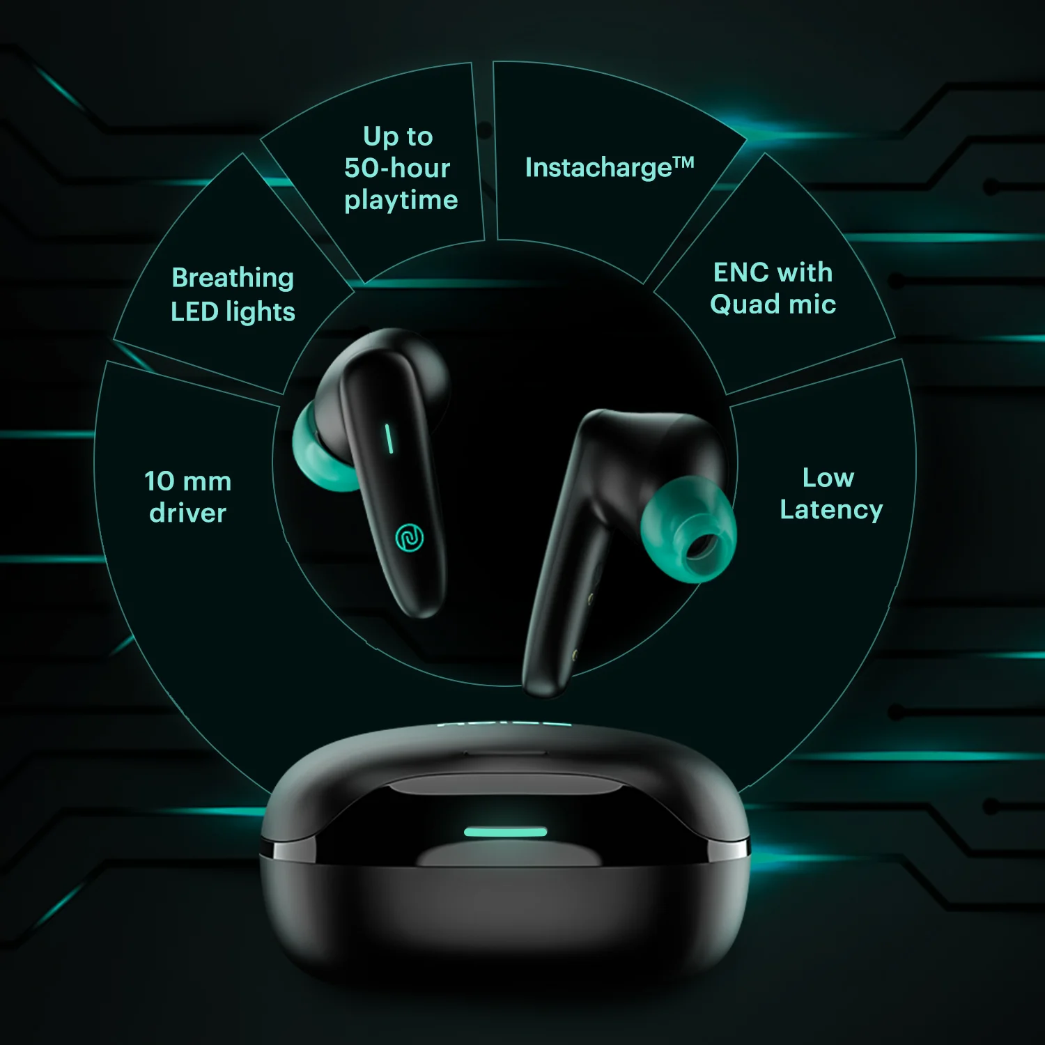 Noise Buds VS402 in-Ear Truly Wireless Earbuds with 50H of Playtime, Low Latency, Quad Mic with ENC, Instacharge (10 min = 120 min), 10mm Driver, BT v5.3, Breathing LED Lights - Image 5