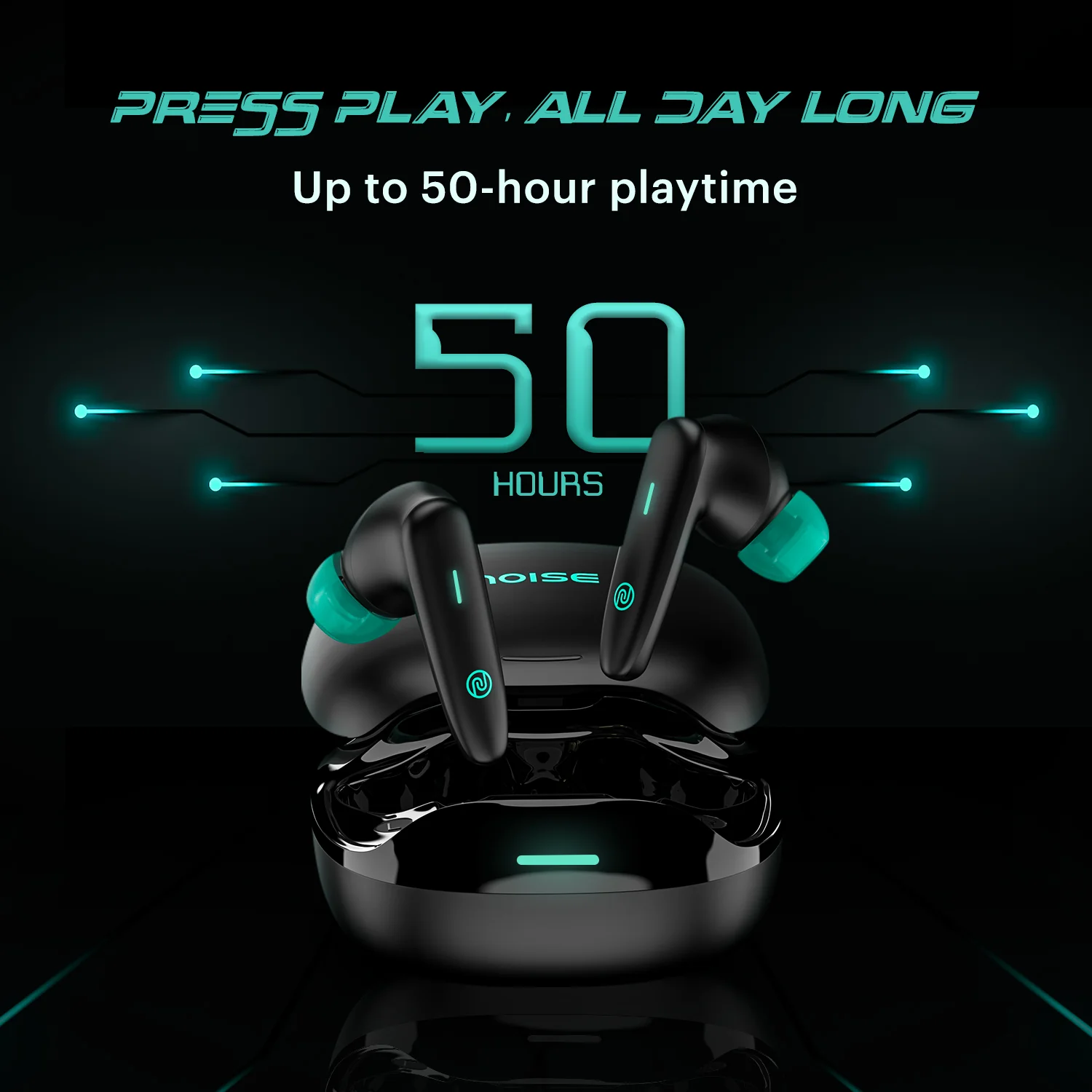Noise Buds VS402 in-Ear Truly Wireless Earbuds with 50H of Playtime, Low Latency, Quad Mic with ENC, Instacharge (10 min = 120 min), 10mm Driver, BT v5.3, Breathing LED Lights - Image 6