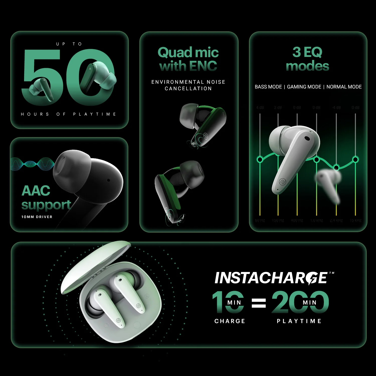 Noise Buds VS404 with 50 Hours Playtime, ENC with Quad Mic, 3 EQ modes Bluetooth Headset - Image 20