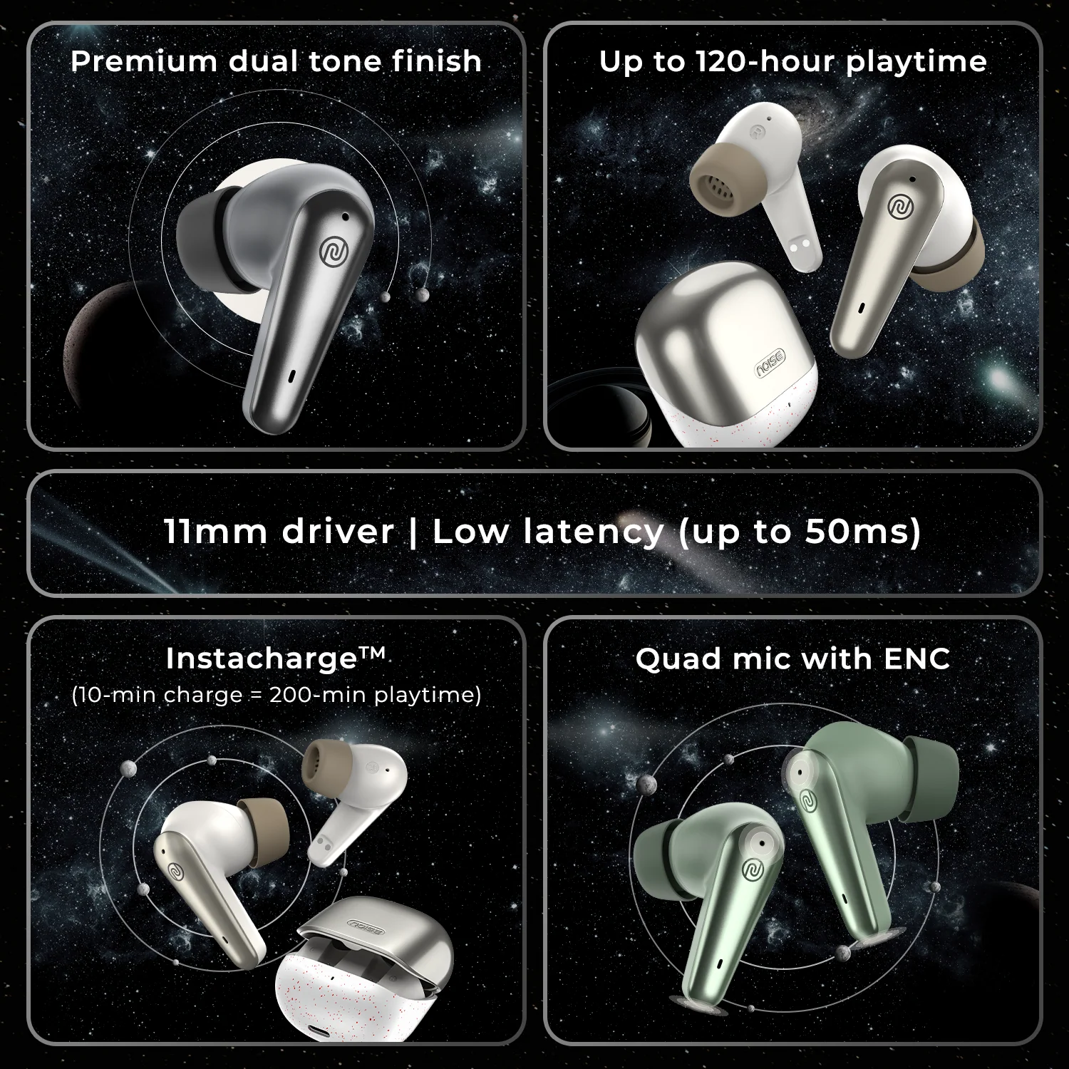 Noise Buds X Prime in-Ear Truly Wireless Earbuds with 120H of Playtime, Quad Mic with ENC, Instacharge (10 min = 200 min),Premium Dual Tone Finish, 11mm Driver, BT v5.3 - Image 13
