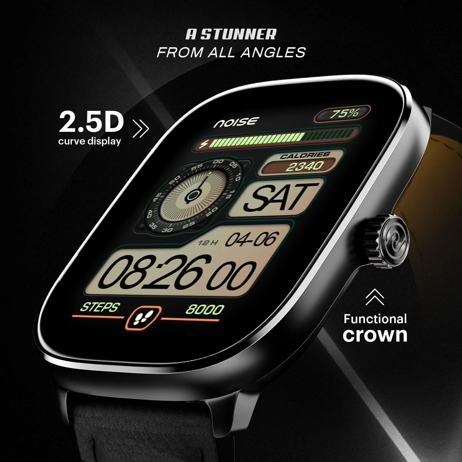 Noise New Macro Smart Watch with 2.0” HD Display,Metallic Finish BT Calling, Functional Crown, 7 Days Battery Life, Sleep Tracking, 200+ Watch Faces - Image 16
