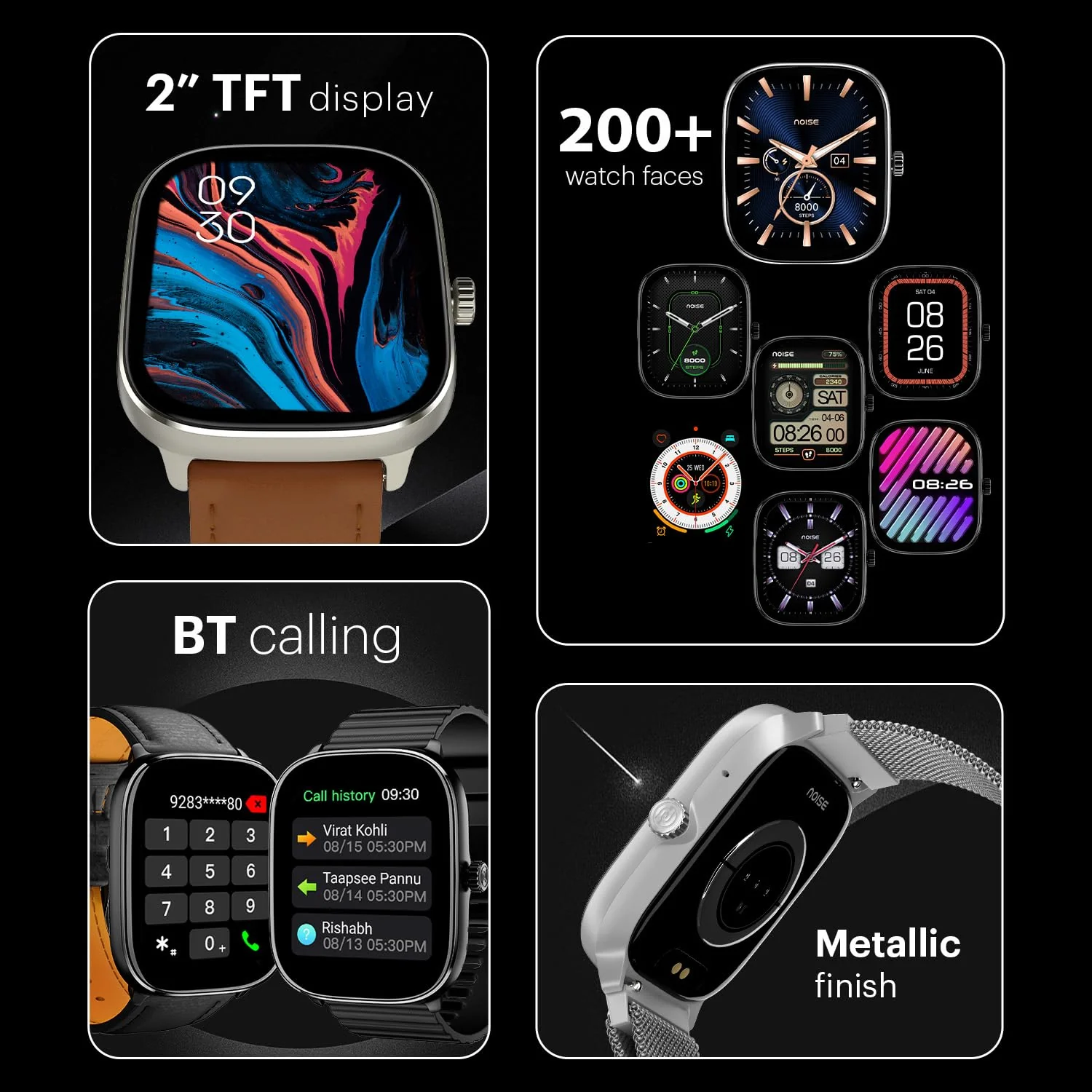 Noise New Macro Smart Watch with 2.0” HD Display,Metallic Finish BT Calling, Functional Crown, 7 Days Battery Life, Sleep Tracking, 200+ Watch Faces - Image 17