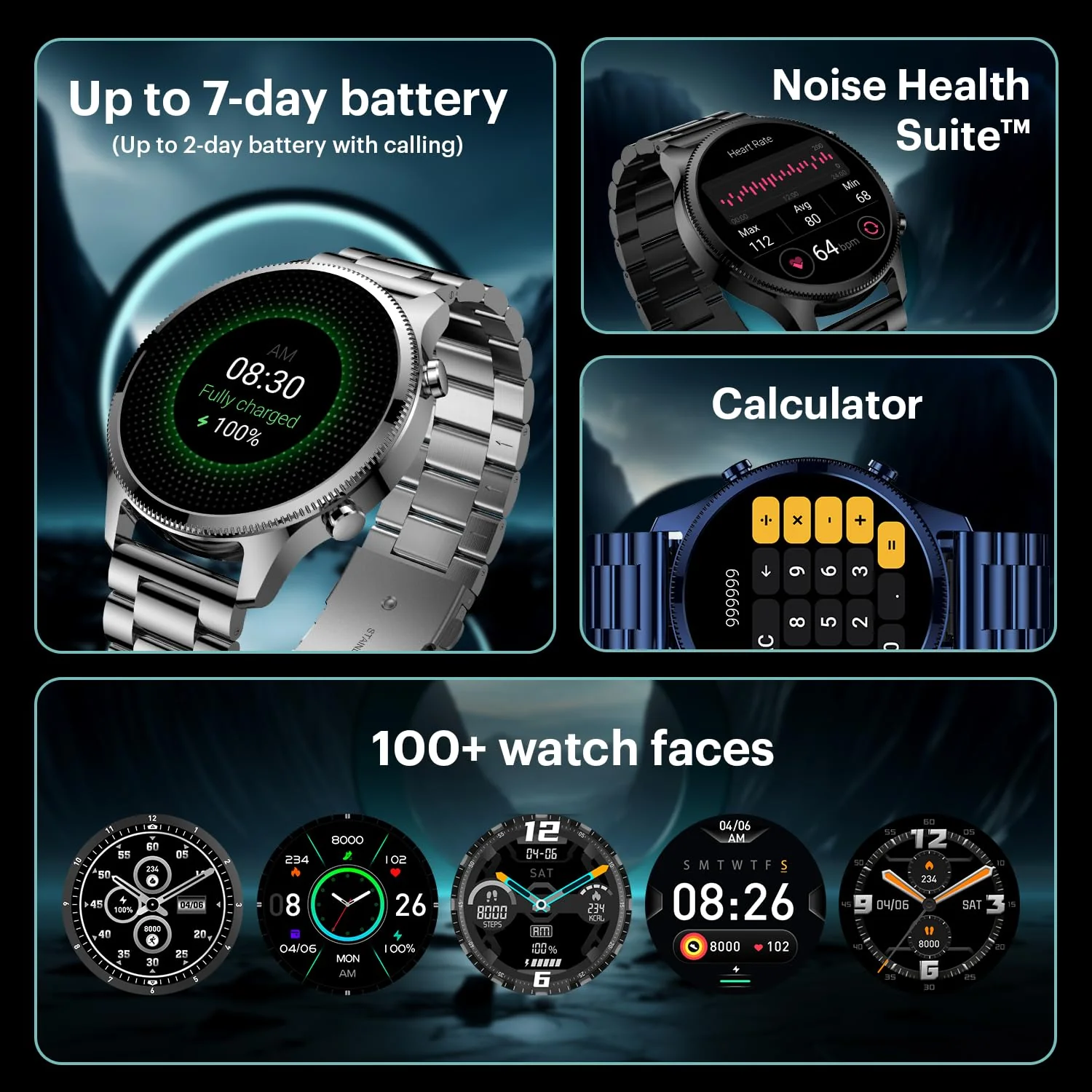 Noise Halo Plus 1.46" Super AMOLED Display Elite Smart Watch, Bluetooth Calling, Stainless Steel Build, Always on Display, Upto 7 Days Battery - Image 14