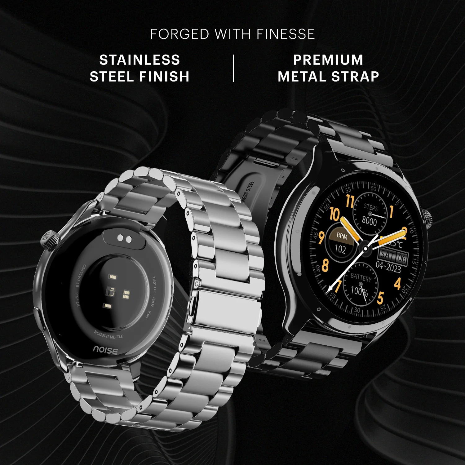 Noise Mettle 1.4'' display, Stainless Steel finish with Metal Strap, Bluetooth Calling Smartwatch - Image 11