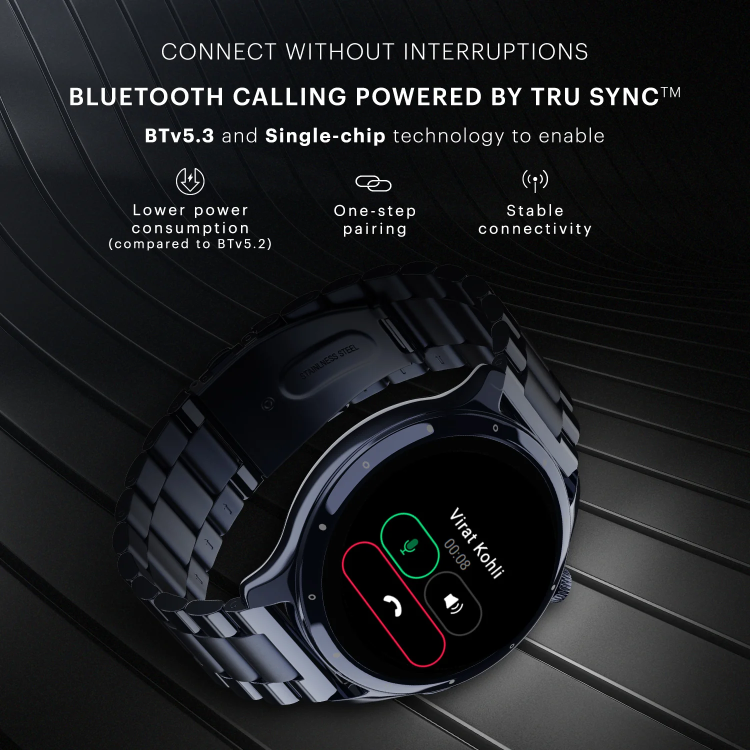 Noise Mettle 1.4'' display, Stainless Steel finish with Metal Strap, Bluetooth Calling Smartwatch - Image 19