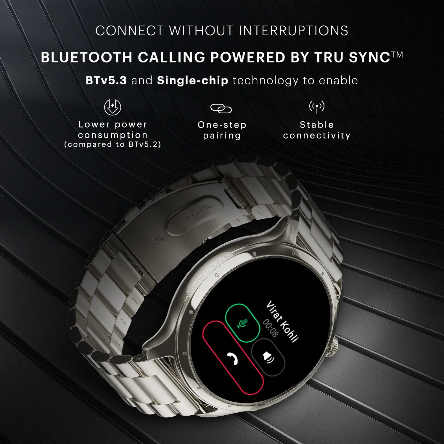 Noise Mettle 1.4'' display, Stainless Steel finish with Metal Strap, Bluetooth Calling Smartwatch - Image 24