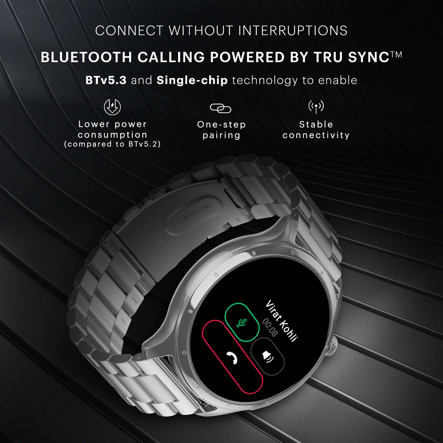 Noise Mettle 1.4'' display, Stainless Steel finish with Metal Strap, Bluetooth Calling Smartwatch - Image 29
