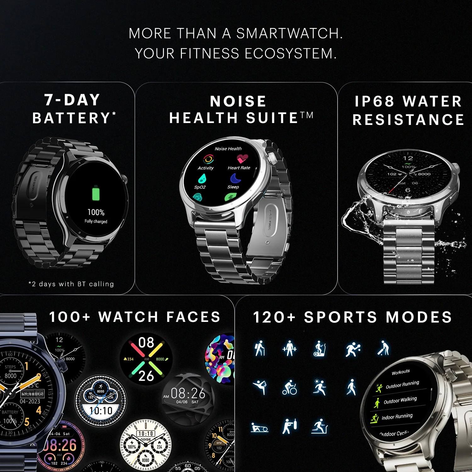 Noise Mettle 1.4'' display, Stainless Steel finish with Metal Strap, Bluetooth Calling Smartwatch - Image 31